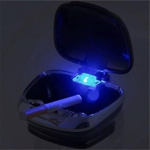 Car Auto Cigarette Lighter Ashtray Smokeless USB Charge Blue LED Light Indicator