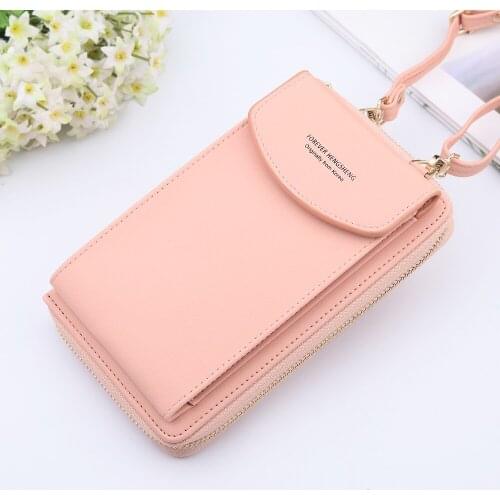 Brand New Women Crossbody Bag Solid Color PU Leather Shoulder Straps Cellphone Bag Card Holders Wallet Handbag Pockets For Girls