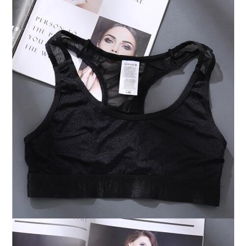 Black Tank Tops Women Underwear Low Back Comfortable Lace Transparent mesh on the back Women Bras Crop Tops Camisole