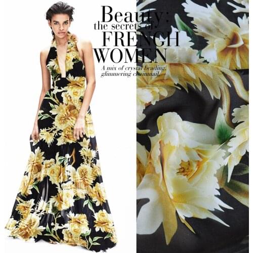 CNUM SC162 100% Silk Chiffon/ Peony / Silk Fabric Silk Thin/ Width 1.48yd Thickness 8mm /Sold by meter