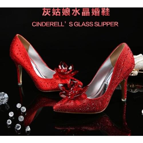DDYZHY 2021 Newest Cinderella Shoes Rhinestone High Heels Women Pumps Pointed toe Woman Crystal Party Wedding Shoes 5cm/7cm/9cm