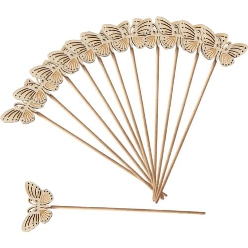 12pcs Home Wooden No Fire Reed Diffuser Sticks Bedroom Butterfly Replacement Aromatherapy Supplies Handmade Fragrance
