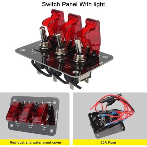 For Car Truck Caravan WIth Fuse Red Waterproof Cover 12-24V Toggle Switch Panel DC 20A Car Switch Panel Ignition Switch Panel