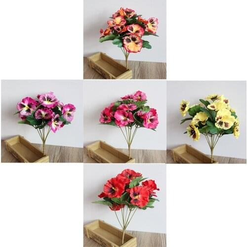 5 heads Artificial Simulation Orchid Silk Flower Pansy Artificial Fake Wedding Party Home Table Decoration Supplies