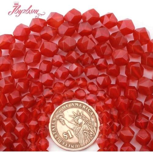 Round Red Faceted Stripe Agates Stone Spacer Loose Beads for Women Men Accessories DIY Necklace Bracelet Jewelry Making 15"