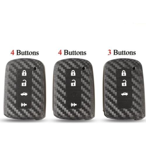 Kutery Carbon Silicone Rubber Car Key Cover Case For Toyota Camry Crown Corolla Prado RAV4 Remote Key Protecor 3/4Buttons