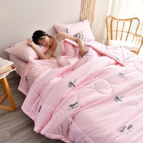 Soybean Fiber Summer Cool Comforter Solid Color Breathable Skin Friendly Washable Thin Blanket Comfortable Air Condition Quilt