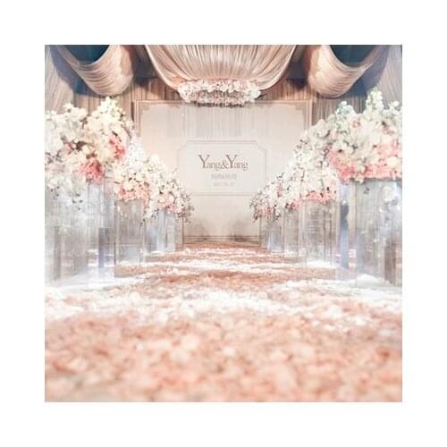 Hot 4 pcs crystal wedding Centerpiece Flower Stand aisle road lead square column pillar for party decoration