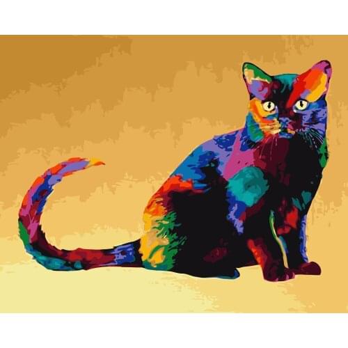 MaHuaf-i146 colorful cute cat animal DIY Coloring by Numbers Digital Oil Painting Hand-painted Painting for Children Room Decor