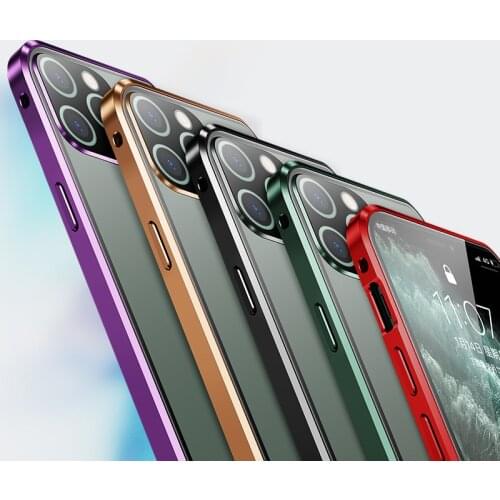 Metal Magnetic Case for iphone 12 Pro case Bumper Glass Camera protection for iphone 11 pro max Mini case cover coque fundas