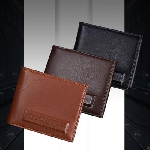 Mens Wallet Business Clip Leather Purse Short Slim Tri-Fold Credit Card Holder Multifunctional Coin Clutch High Quality Pack