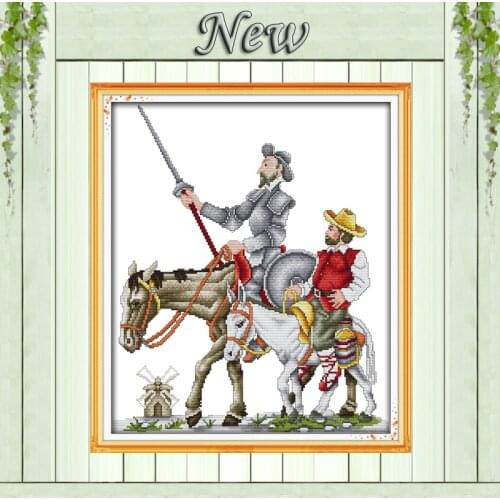 Don Quixote Chinese hero horse decor painting counted print on canvas DMC 11CT 14CT kits Cross Stitch embroidery needlework Sets