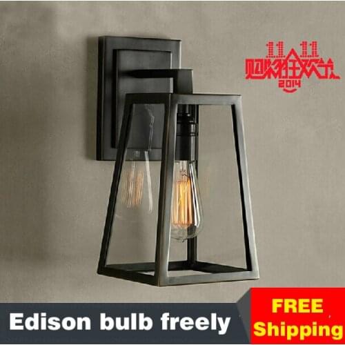 Edison wall lights for home American vintage Wall lamp Simple Bedside Garden industrial sconces Iron Clear Glass wall light loft