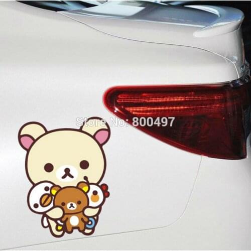 Newest Car Sticker Cartoon Bear Rilakkuma Combination Car Cover for Tesla Toyota Volkswagen Chevrolet Ford Fiat BMW Honda Lada
