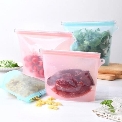 Fresh-keeping Silicone Food Bag Reusable Fresh-keeping Bag Fruit And Vegetable Sealed Bag Leak-proof Food Storage Ziplock Bag