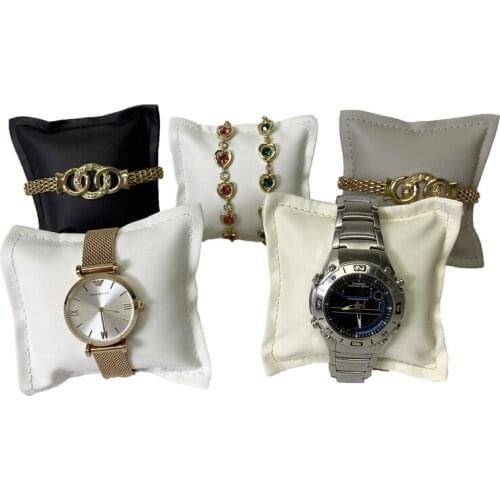 Black/white/grey/beige Pu Jewelry Display Pillow with Holder Pendant Anklet Cushion Stand Bangle Watch Bracelet Organizer Rack