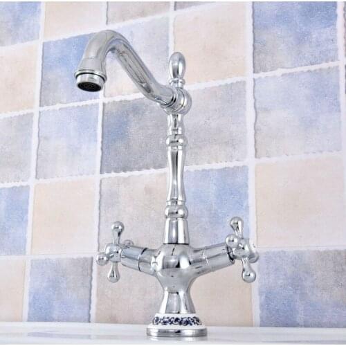 Swivel Spout Kitchen Faucet Polished Chrome Single Hole Cold and Hot Water Tap Basin Faucet Mixer Taps Lsf669