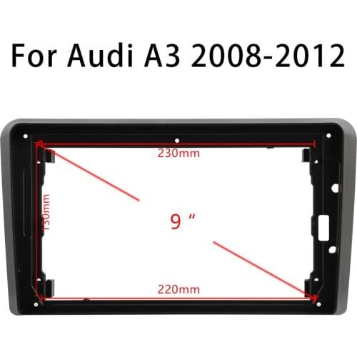 Double Din Black ABS Trim Fascia Frame For Audi A3 2008-2012 Refit Car Android Radio Navigation DVD Dashboard