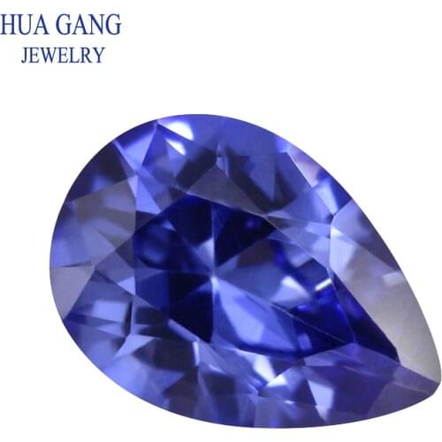 Size 2x3~15x20mm Pear Cut 33# Blue Stone Synthetic Corundum Gems Stone For jewelry Wholesale Free Shipping
