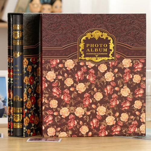Retro Bronzing Family Photo Album Wedding Travel Memory Storage Book DIY Scrapbook Vertical Insert Floral Album With Case 320pcs