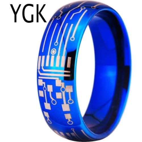 Romantic Fashion Wedding Ring For Lover Blue Color Tungsten Ring For Engagement Party Jewelry Wedding Bands CIRCUIT BOARD Ring