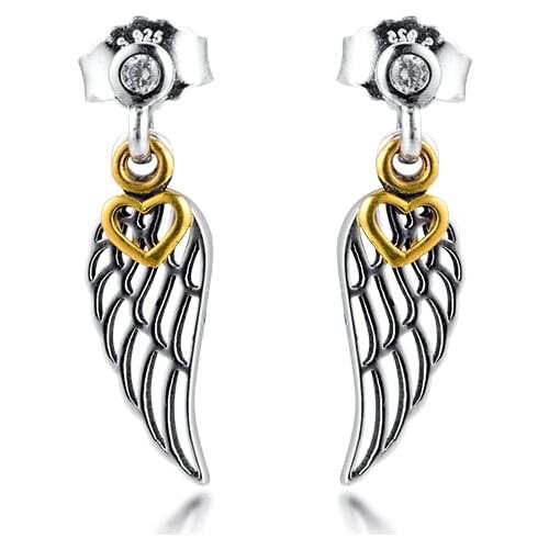 Genuine 925 Sterling Silver Love & Guidance Stud Earrings for Women Clear CZ Flora Wedding Earing Fine Jewelry Brincos Bijoux