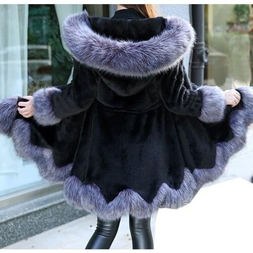 2019 Thick Warm Mink Fur Coat Women Plus Size Winter Long Faux Fox Fur Overcoat Casual Jacket Female Outerwear Hooded Coat 3XL