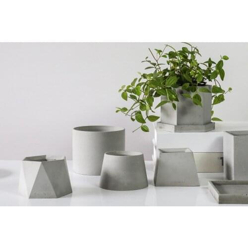 Silicone Planter Molds Polygon Square Concrete Flower Pot Molds Cement Round Garden Planting Pot Molds