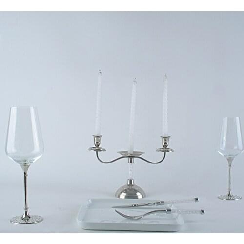 Wedding Deco Glassware For Drinking Wine Cups With Decoration Wine Goblet Stainless Steel Multi DIamond Stand Drinking Glassware