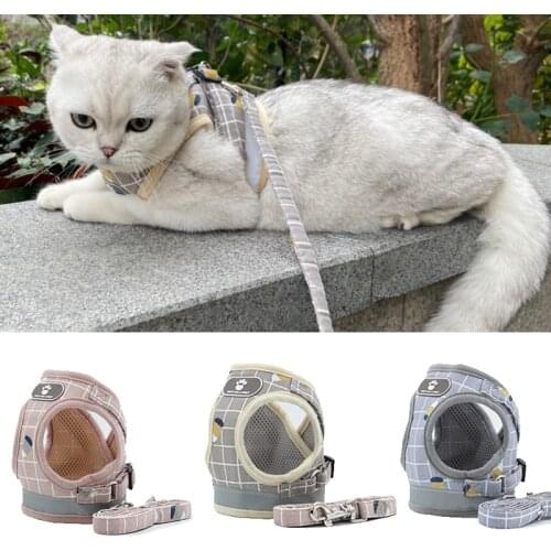 Reflective Pet Cat Harness and Leash Set for Cats Products for Pets Mascotas Mesh Cat Harness Gotas Accesorios szelki dla kota