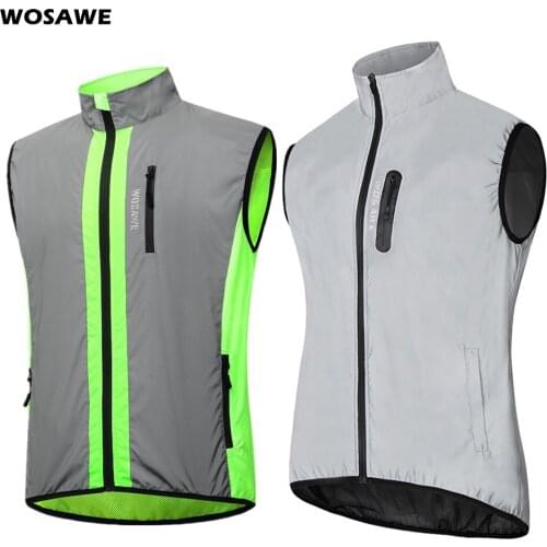 WOSAWE Autumn Cycling Sports Full Reflective Vest Sleeveless Jacket Running Windproof Rainproof Warm Breathable Bicycle Vest
