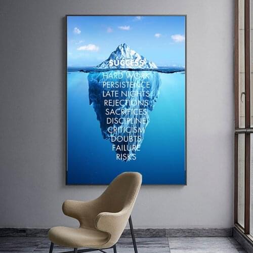 Inspiration Artwork Iceberg of Success Quote Canvas Art Posters Nordic Wall Art Paintings on The Wall Cuadros Picture Home Decor