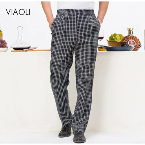 VIAOLI hotel cooker uniform pant chef work clothes restaurant Stripe semi-elastic trousers work clothes zebra pant kitchen pant