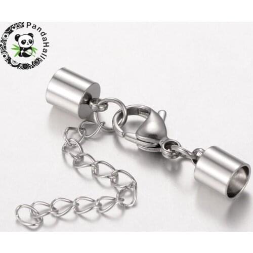 20 Sets 42mm Lobster Clasp Stainless Steel Jewelry Clasps Leather Cord End Cap Integral Claw Clasp for Jewelry DIY Making