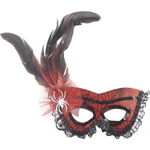 Women Lady Feather Lace Spider-web Venetian Masks Masquerade Party Mask Half Face Mask for Mardi Gras Decorations