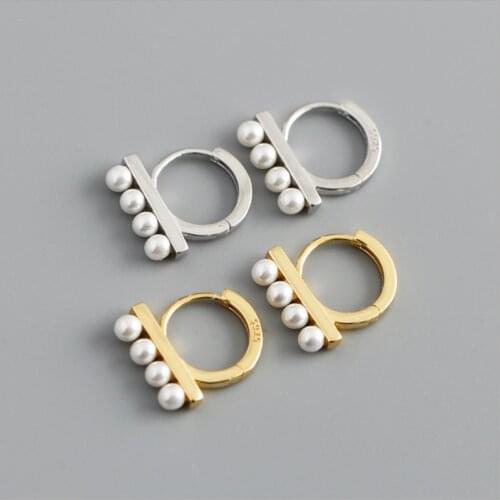 Womens Fashion Simple Style Small Hoop Earrings Creative Row Pearl Elegant Thin Huggies Golden Earring Accessories Gift