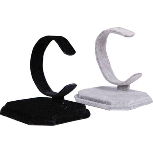1 PC Velvet C Type Design Jewelry Bracelet Bangle Watch Display Rack Stand Holder Black/White