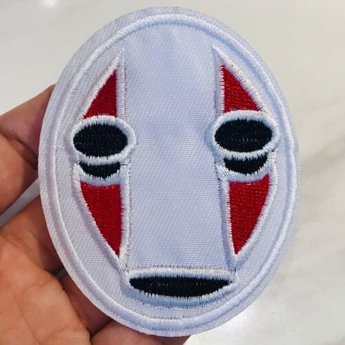 1Pcs Japan Anime No Face Man Embroidered Iron On Patch DIY Handmade Backpack Sew On Patch Clothes Appliques Badges Stickers