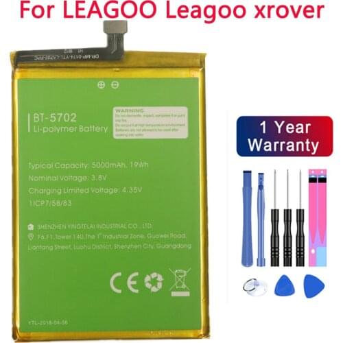 100% Original LEAGOO Battery BT 5702 3.8v 5000mah Battery for LEAGOO Leagoo xrover BT-5702 Mobile Phone Batteries