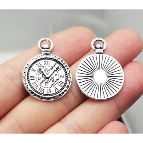 15pcs/lot--21x29mm, clock chams,Antique silver plated clock charms,DIY supplies,Jewelry accessories