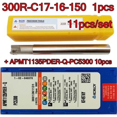 17mm 300R C17-16-150-2T 1pcs+ KORLOY APMT1135PDER PC5300 10pcs=11pcs/set Processing: stainless steel and steel Free shipping