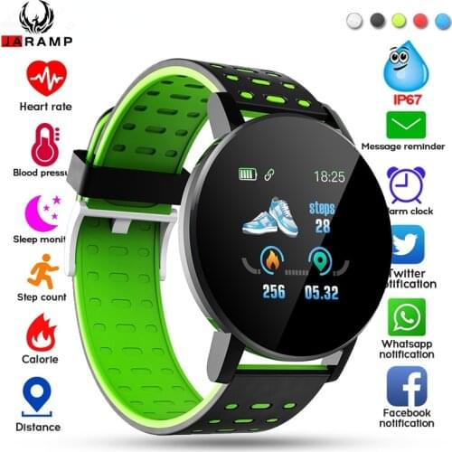 2020 119 Plus Smart Watch Men Women Blood Pressure Waterproof Sport Round Smartwatch Smart Clock Fitness Tracker For Android IOS