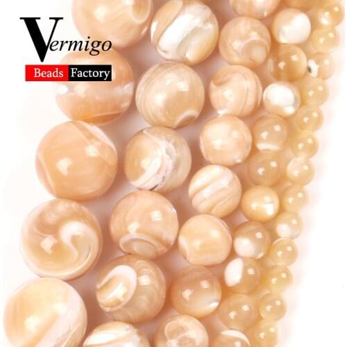 4mm-12mm Natural Trochus Shell Round Beads Trochidae Loose Spacer Beads for Jewelry Making Diy Bracelet Necklace Accssories
