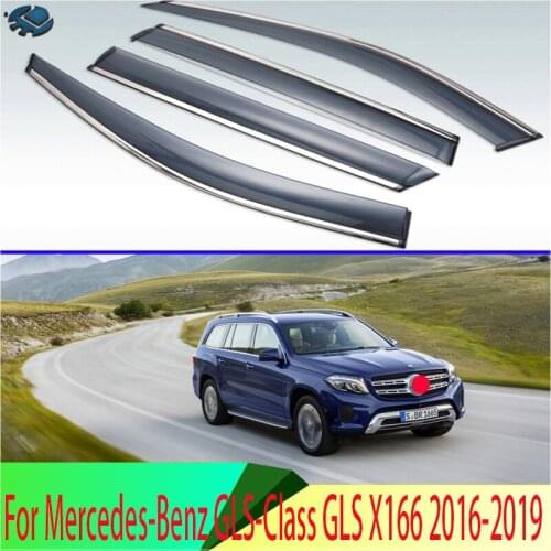 For Mercedes-Benz GLS-Class GLS X166 2016-2019 Plastic Exterior Visor Vent Shades Window Sun Rain Guard Deflector 4pcs