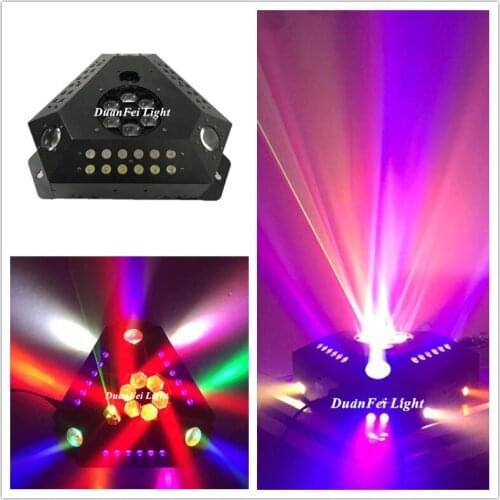 6pcs 6x10w led bee eyes light stage beam dj red green laser +strobe disco dj party ktv light
