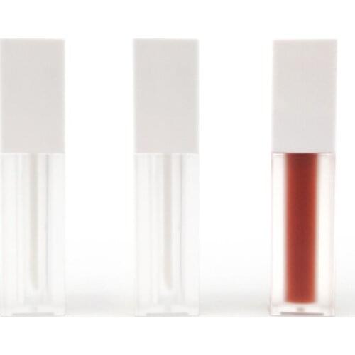 7ml Empty Lip Gloss Containers Square Shape Black,White Lid Clear Lip Gloss bottles Mini Sample Vials Cosmetic Packing Container