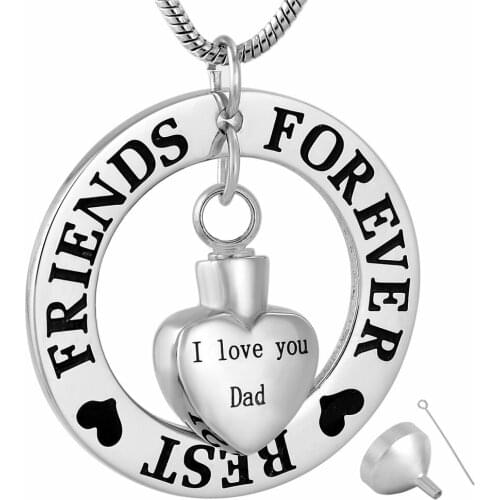 9783 Forever I Love You To the Moon and Back Heart Circle Cremation Ashes Jewelry Urn Locket