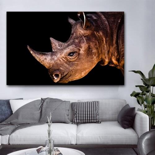 Africa Rhinoceros Canvas Paintings Black Animals Art Posters Prints Wall Art Pictures for Living Room Home Decoration