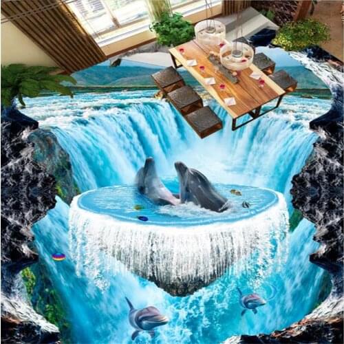 Beibehang Custom Wallpaper 3D Floor Cliff Falls Ocean Bathroom Walkway 3d flooring Living room kitchen ground mural 3D wallpaper