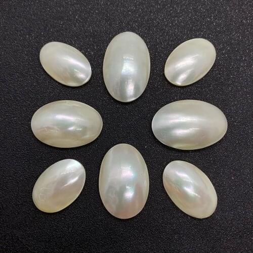 Natural Shell Beads White Loose Beads Oval Shaped Non-porous Pearl Shell DIY Jewelry Accessories Making Necklace Earrings 1pc